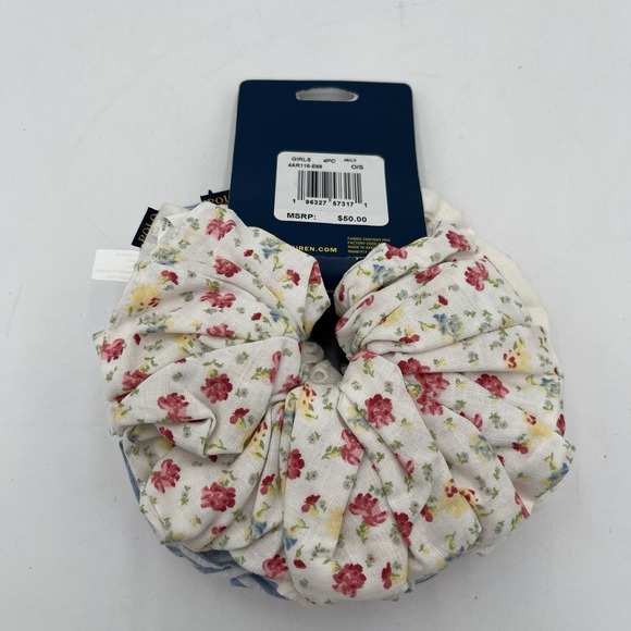 BRAND NEW!! Polo Ralph Lauren 4-Pack Scrunchie‎ Pink, Blue, White, Flowers main image 2